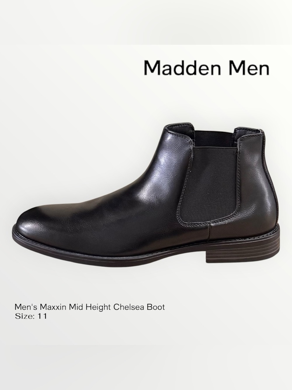 Madden Men Maxxin Mid Height Chelsea Boots Black Size 11 No Box